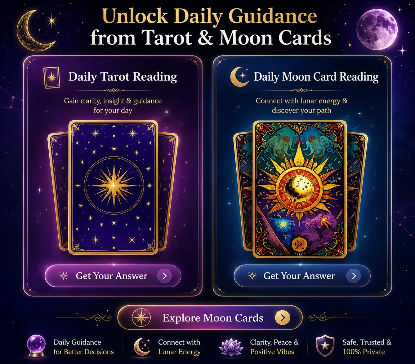 Moon Reading personalized moon sign astrology reading with zodiac cards and lunar forecast